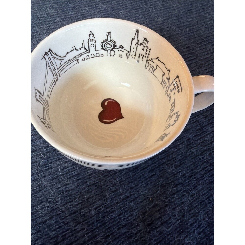 SF Mercantile San Francisco Skyline Soup Mug 24oz Ceramic Heart Detail Cup - Picture 2 of 4